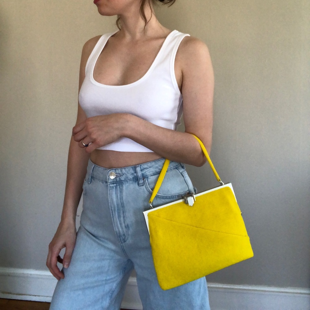 intage yellow beaded bag